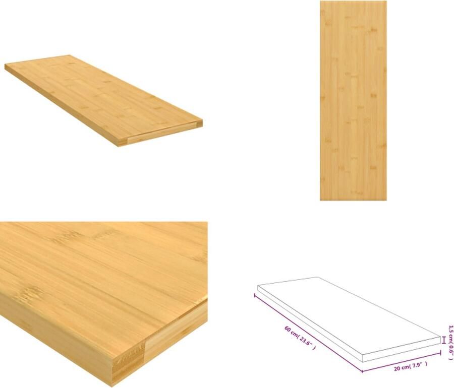 VidaXL Wandschap 60x20x1 5 cm bamboe Plank Planken Wandplank Opslagplank
