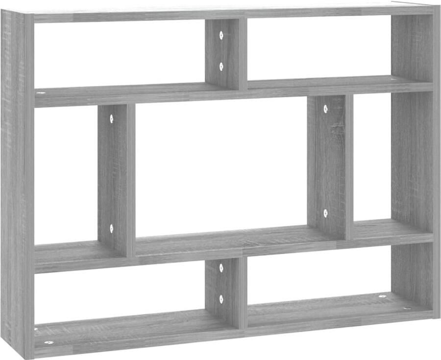 The Living Store Wandschap 75x16x55 cm bewerkt hout grijs sonoma eikenkleurig Wandplanken Wanddecoratie Opbergoplossing Houten Plank Grijze Meubels