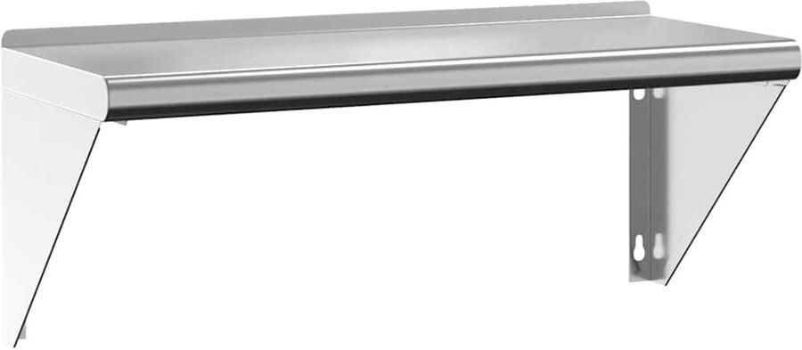 The Living Store Wandschap 75x30x31 cm roestvrijstaal zilverkleurig Zwevend Wandschap Roestvrijstal Wanddecoratie Opbergmogelijkheden Multifunctioneel Wandrek