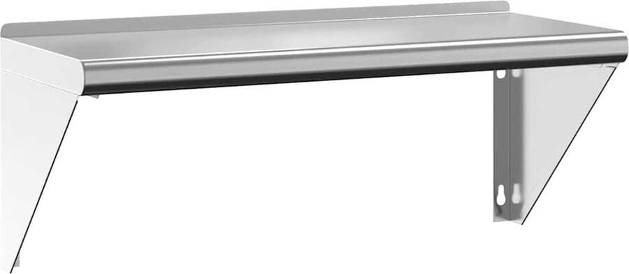 VidaXL Wandschap 75x30x31 cm RVS Zilver Zwevend Wandschap Roestvrijstal Wanddecoratie Opbergmogelijkheden Multifunctioneel Wandrek