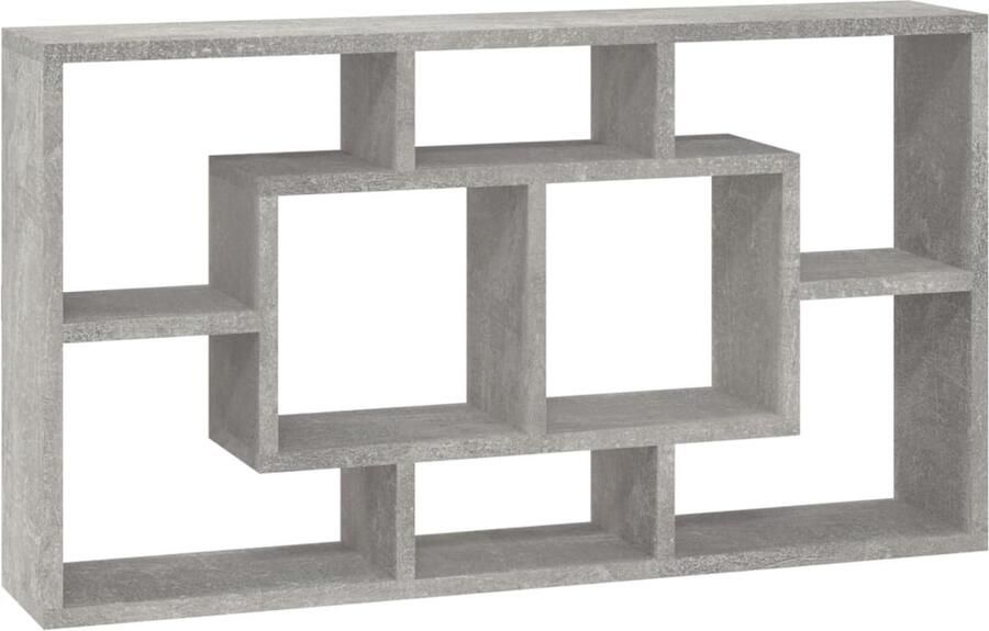 VidaXL Wandschap 8 vakken Betongrijs 85x16x47 5 cm Wandkast Zwevend Kast Houten Kast Opbergkast Bergruimte
