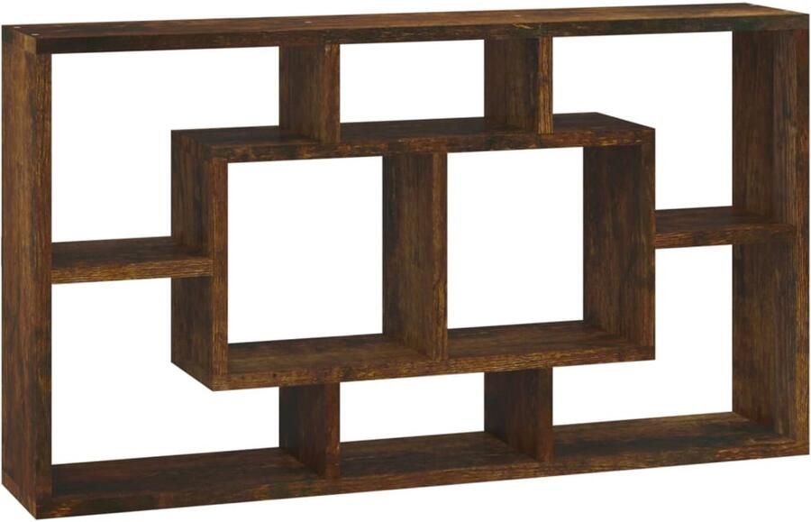 VidaXL Wandschap 8 vakken Gerookt eiken 85x47 5 cm Wandkast Houten Wandplank Bergruimte Opslagoplossing Woonkamerdecoratie