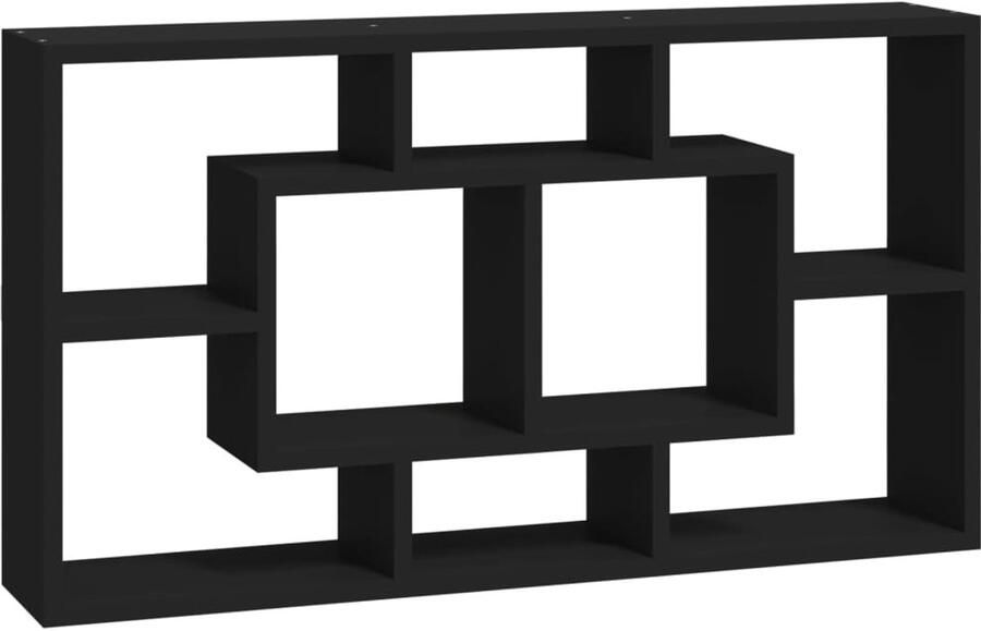 VidaXL Wandschap 8 Vakken Zwart 85x16x47 5 cm Wandkast Zwarte Wandkast Houten Wandkast Opslagoplossing Woonaccessoires