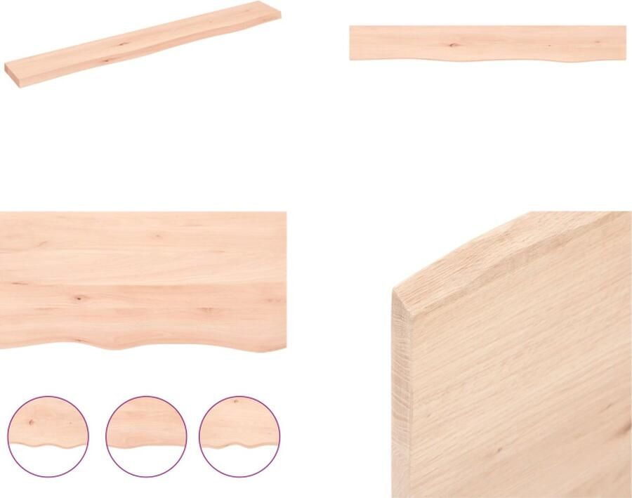 VidaXL Wandschap 80x10x2 cm onbehandeld massief eikenhout Wandschap Wandschappen Wandplank Wandrek