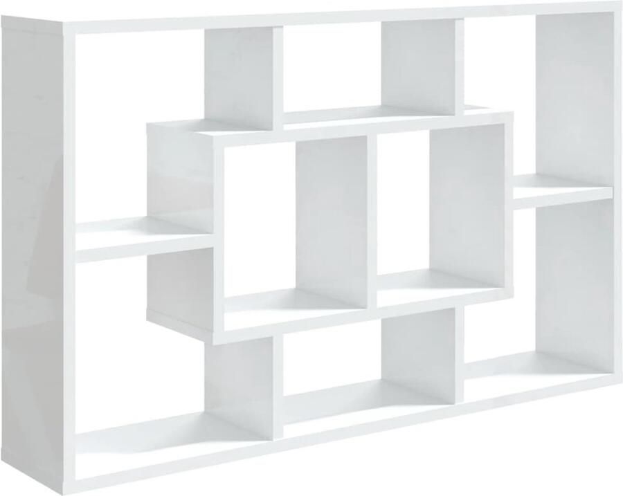 VidaXL Wandschap Hoogglans Wit 85x16x52 5 cm Wandplankje Houten Plank Opslagmogelijkheden Woonaccessoires Decoratief Item