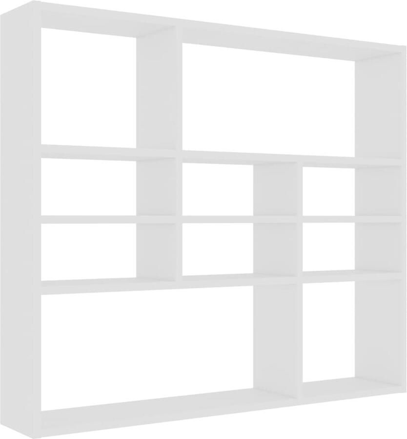 VidaXL Wandschap 90x16x78 cm Bewerkt hout Wit Wanddecoratie Houten Wandplank Opslagoplossing Woonaccessoires Livingroom MeubilAIR