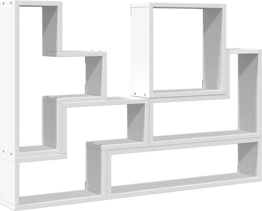 VidaXL Wandschap 96x12x64 cm Bewerkt Hout Wit Wanddecoratie Houten Wandplank Opbergkast Opbergmogelijkheden Wandmeubilair