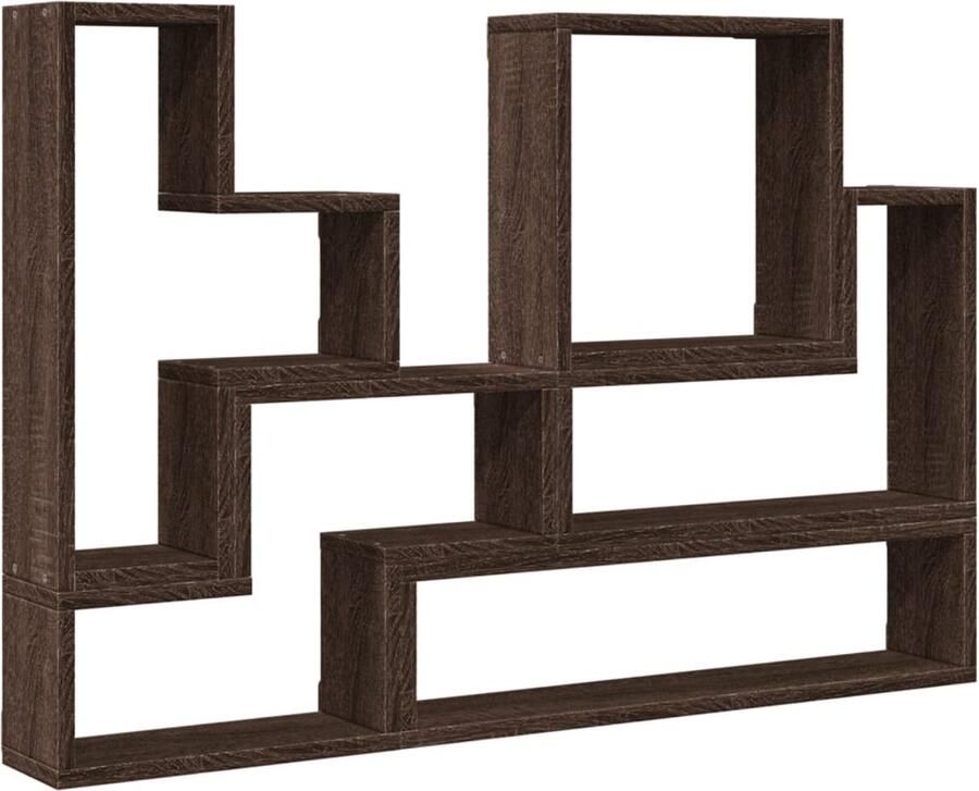 VidaXL Wandschap 96x12x64 cm Bruineiken Hout Wanddecoratie Houten Wandplank Opbergkast Woonaccessoires Bruine Meubels