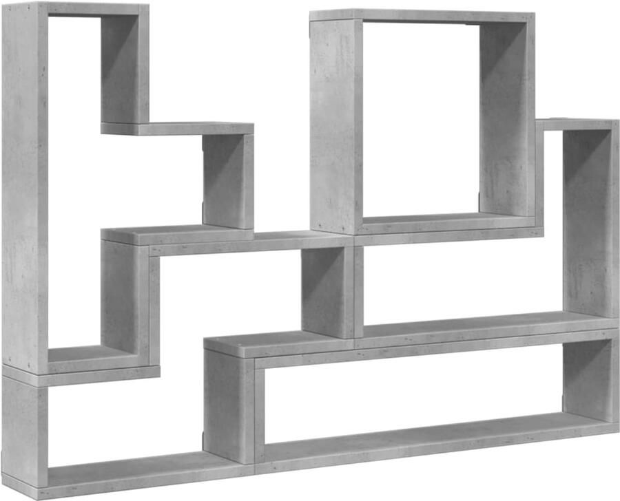 VidaXL Houten Kast Wandkast Wandschap 96x12x64 cm bewerkt hout betongrijs Grijze Kast Bergruimte Opslagoplossing