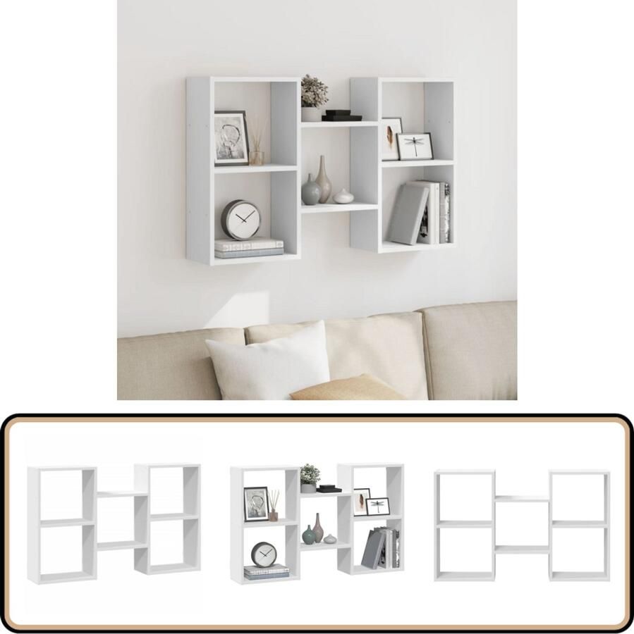 VidaXL Wandschap 96x18x60 cm Bewerkt Hout Wit Wandplank Houten Wandplank Opbergplanken Zwevend Wandrek Minimalistisch Wanddecoratie