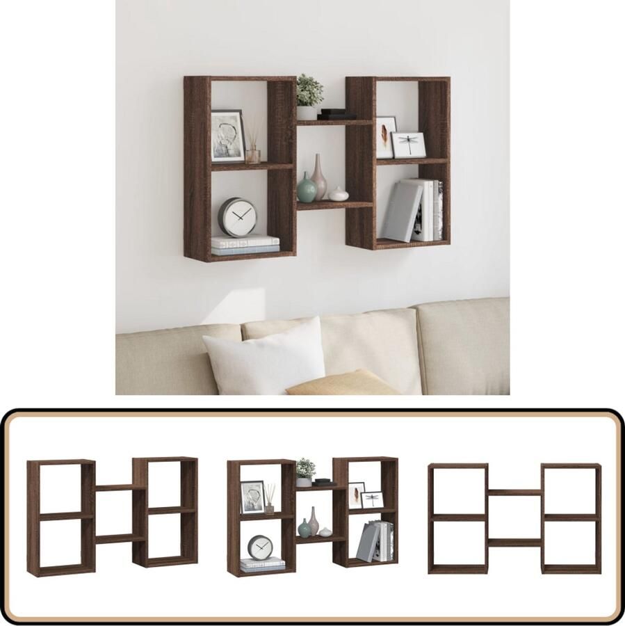 VidaXL Wandschap 96x18x60 cm Bruin Eiken Hout Wandschappen Houten Wandplank Opbergwand Muurkastje Design Wanddecoratie