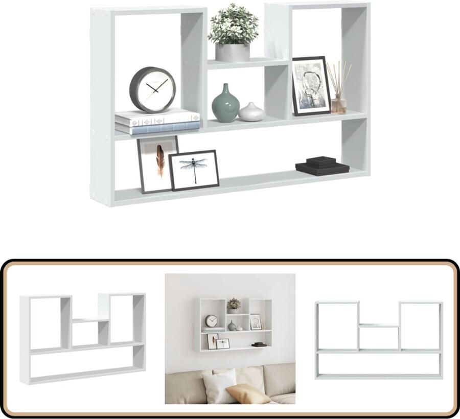 VidaXL Wandschap 99x15x60 cm Bewerkt hout Wit Wandplank Opbergplanken Houten Plank Muurkastje Minimalistisch Design