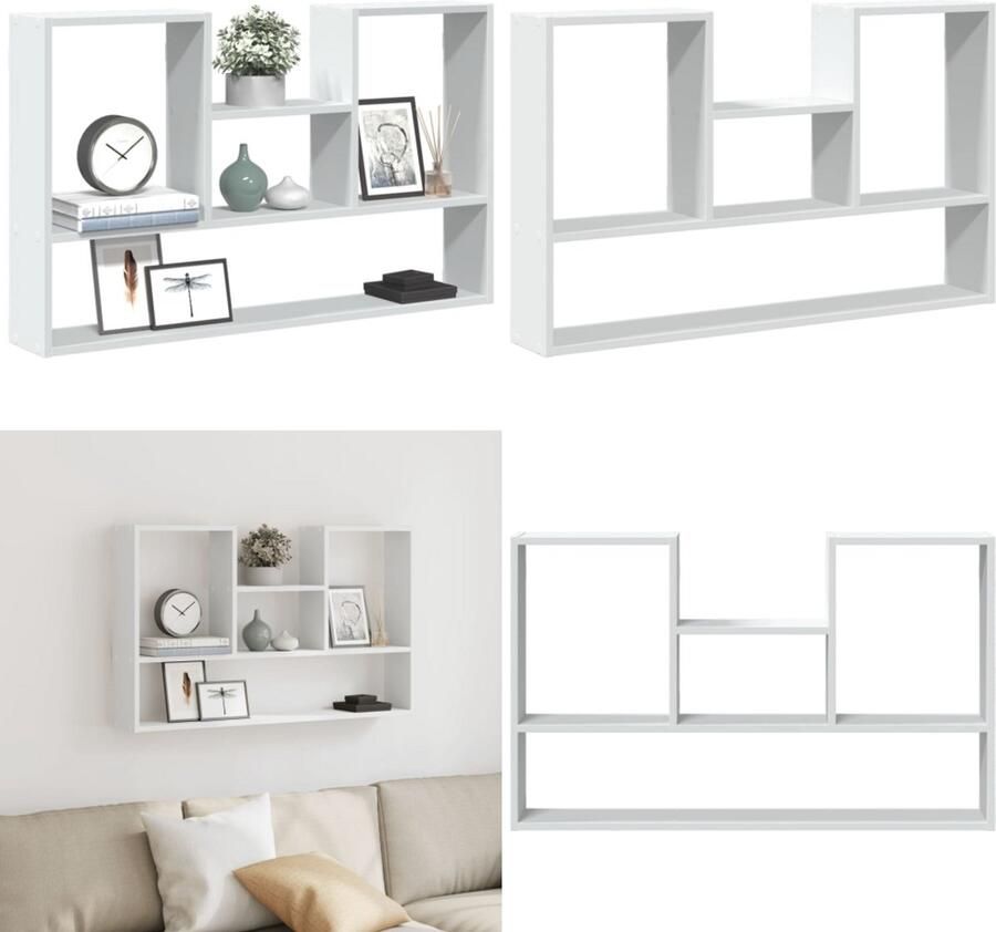VidaXL Wandschap 99x15x60 cm bewerkt hout wit Wandschap Wandschappen Wandplank Wandrek