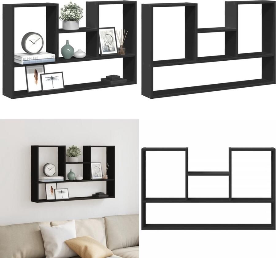 VidaXL Wandschap 99x15x60 cm bewerkt hout zwart Wandschap Wandschappen Wandplank Wandrek