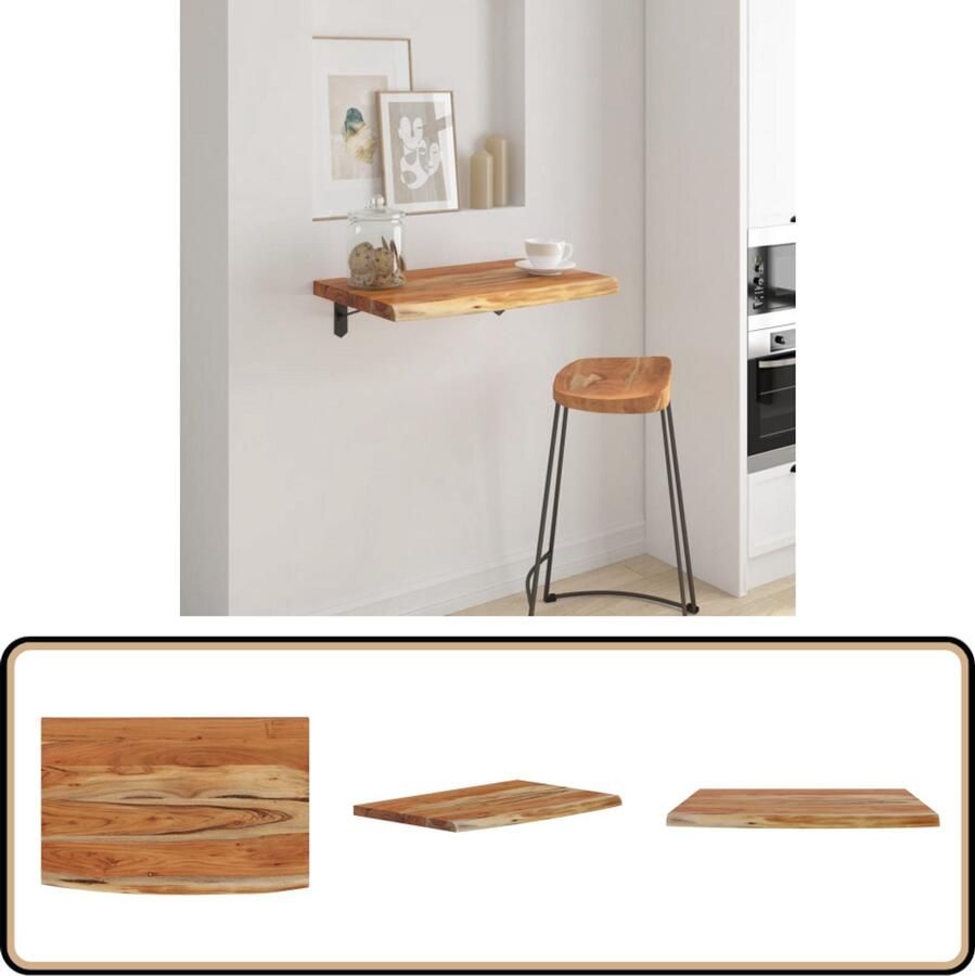 The Living Store Wandschap rechthoekig natuurlijke rand 60x40x2 5 cm acaciahout Houten Wandplank Wandkast Opbergplanken Interieurdecoratie Acacia Hout