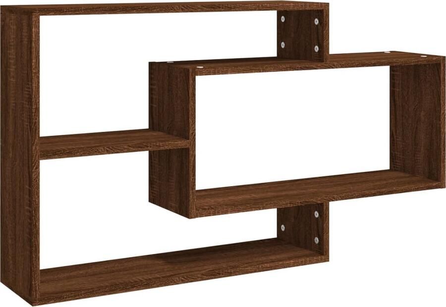 VidaXL Wandschap Bruineiken 104x20x58 5 cm Wanddecoratie Houten Wandplank Bergruimte Woonaccessoires Kastje