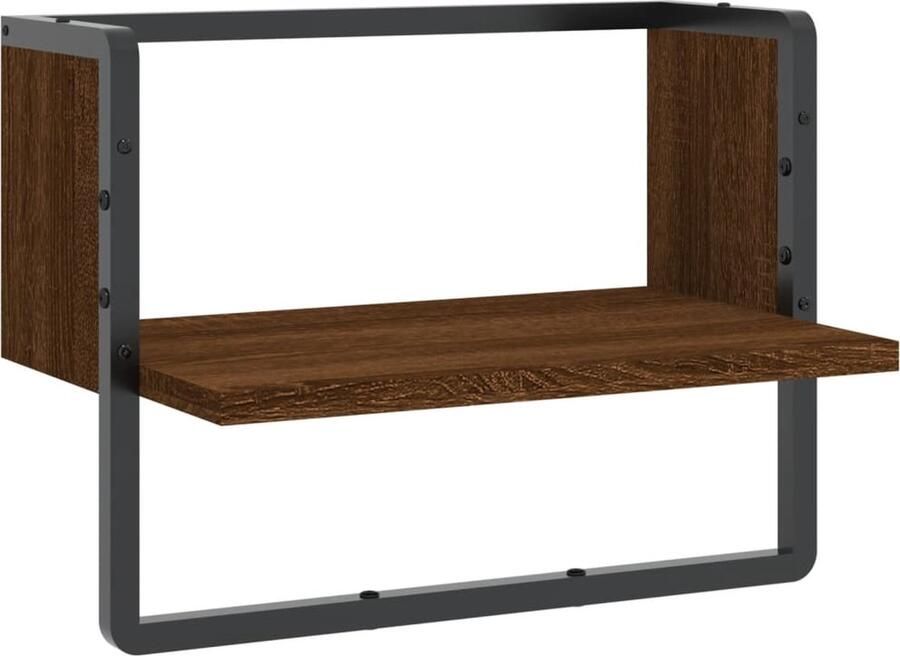 VidaXL Wandschap Bruineiken 40x25x30 cm Met Stang Zwevend Wandschap Houten Wanddecoratie Wandplanken Wandkast Bergruimte