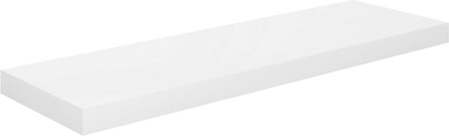 The Living Store Wandschap zwevend 80x23 5x3 8 cm MDF hoogglans wit Wandplanken Wandenplank Zwevende Plank Vitrinekast Opslagoplossing
