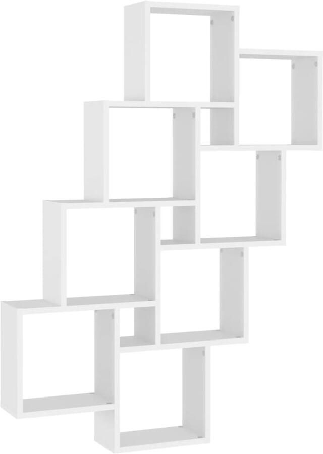 VidaXL Wandschap Kubus 90x15x119 cm Wit Hout Wandplank Kubus Plank Witte Wandplank Houten Wandplank Wanddecoratie