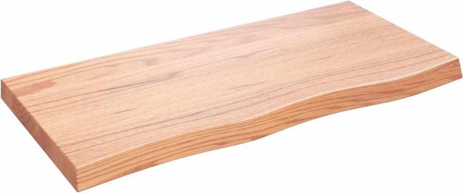 VidaXL Wandschap Massief Eikenhout 100x50cm Lichtbruin Wandplanken Rustieke Meubels Eikenhouten Plank Vintage Wanddecoratie Opbergoplossing