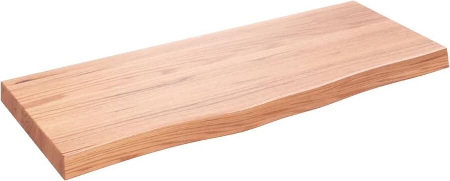 VidaXL Wandschap Massief Eikenhout Lichtbruin Wandplanken Eikenhouten Plank Wanddecoratie Opbergruimte Salontafel