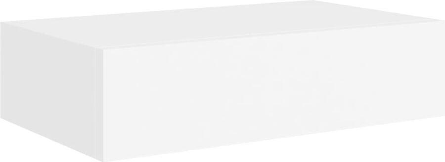 VidaXL Wandschap met lade 40x23 5x10 cm Wit MDF Zwevend Schap Wandrek Ladekast Opbergkast Minimalistisch Meubilair