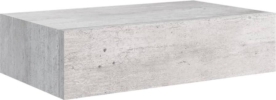 VidaXL Wandschap met lade Betongrijs 40x23 5x10 cm Zwevend Schap Wandplank Bergruimte Ladekast Minimalistisch Meubilair