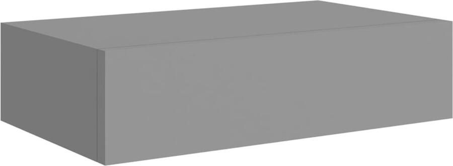 VidaXL Wandschap met lade MDF 40x23 5x10 cm Grijs Zwevend Schap Wandenplank Ladekast Bergruimte Minimalistisch Meubilair