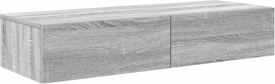 VidaXL Wandschap met lades 100x36x19cm bewerkt hout grijs sonoma eiken Wandplank Wandplanken Wandplank Met Kast Wandopbergkast