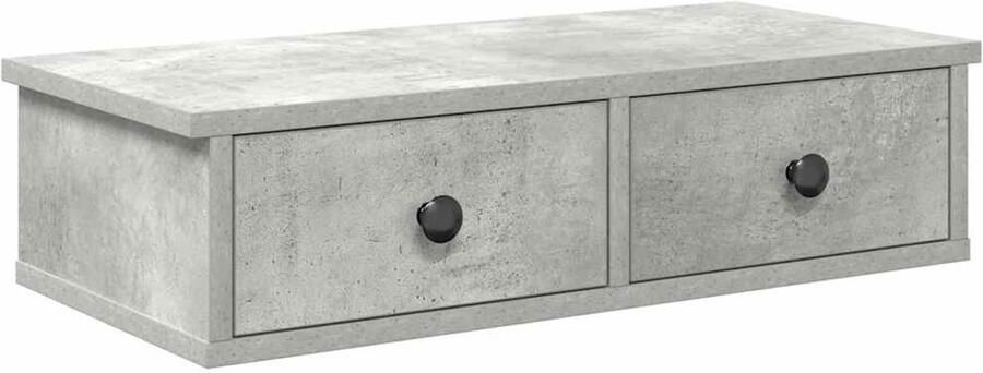 VidaXL Wandschap met lades 60x25x15 cm Betongrijs Wandplankje Opbergkasten Houten Meubels Badkamermeubilair Living Accessoires