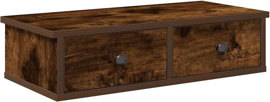 VidaXL Wandschap met lades 60x25x15 cm Gerookt eiken Wandplankje Houten Plank Opbergoplossing Wanddecoratie Tv Stand