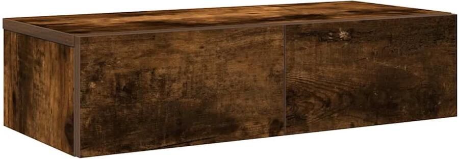 VidaXL Wandschap met lades 60x26 5x15 cm Gerookt Eiken Wandplankje Opbergkasten Houten Plank Ladenkast Woonaccessoires