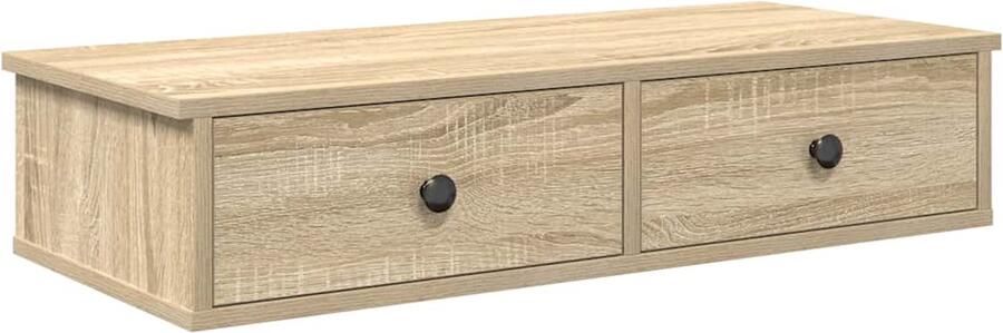 The Living Store Wandschap met lades 80x31x17 cm bewerkt hout sonoma eikenkleur Wandplankje Opbergkasten Houten Plank Salontafel Tv Tafel