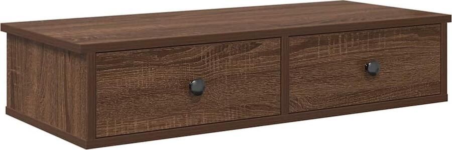 VidaXL Wandschap met lades 80x31x17 cm Bruin Eiken Wandplankje Opbergkasten Houten Meubels Tv Stand Salontafel