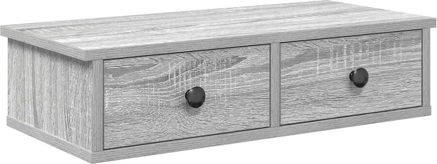 VidaXL Wandschap met lades Grijs Sonoma Eiken Wandplankje Opbergkasten Houten Plank Badkamermeubilair Salontafel