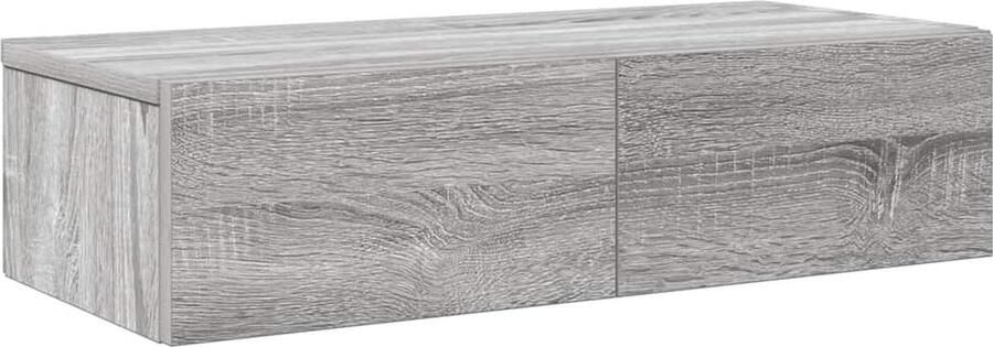 VidaXL Wandschap met lades Grijs Sonoma Eiken Wandplankje Opberglade Houten Plank Grijze Meubels Salontafel