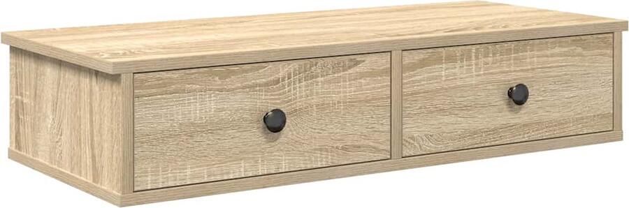 VidaXL Wandschap met Lades Sonoma Eikenkleur Wandplankje Opbergkasten Houten Plank Salontafel Tv Tafel