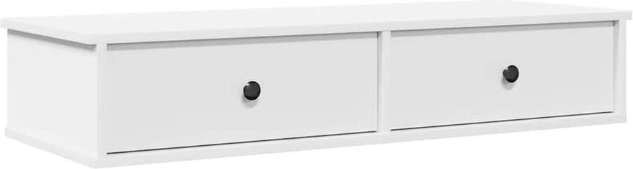 VidaXL Wandschap met lades Wit 100x37 5x19 cm Wandplank Kasten Opbergoplossing Houten Plank Badkamermeubilair