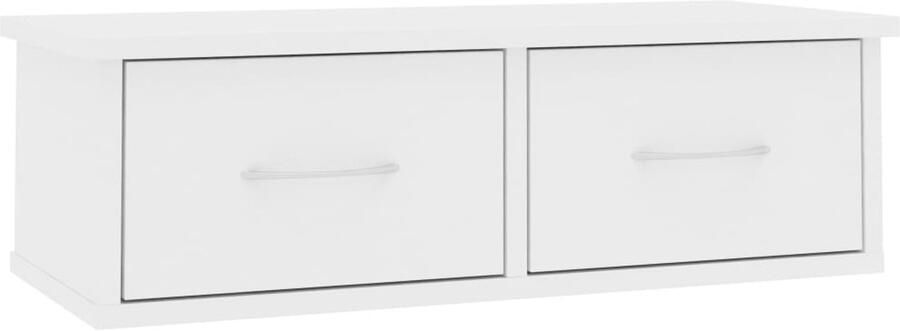 VidaXL Wandschap met lades Wit 60x26x18 5 cm Wandplanken Houten Planken Opbergkast Bergruimte Woonaccessoires