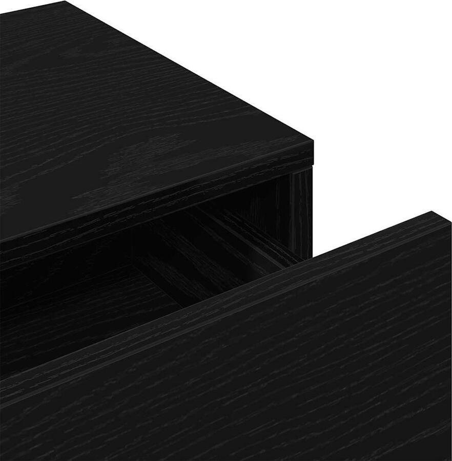 VidaXL Wandschap met lades Zwart 80x33x17 cm Wandplankje Opbergkasten Houten Plank Zwarte Kast Salontafel