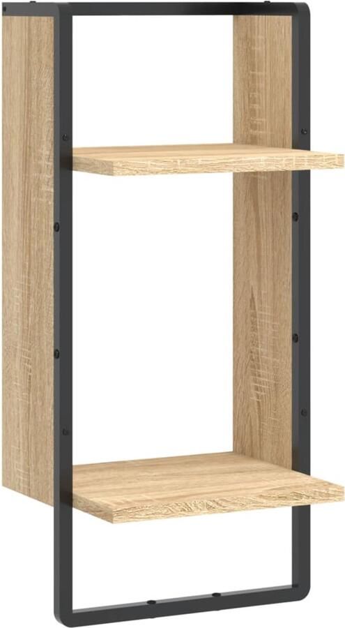 VidaXL Wandschap met stang 30x25x65 cm Sonoma eiken Wanddecoratie Woonaccessoires Houten Wandplanken Wandkastje Opslagmogelijkheden