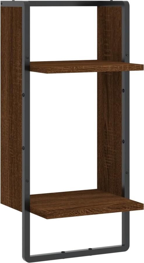 VidaXL Wandschap met Stang Bruineiken 30x25x65 cm Zwevend Wandschap Houten Wanddecoratie Wandplanken Opbergwand Bruine Eiken Meubilair