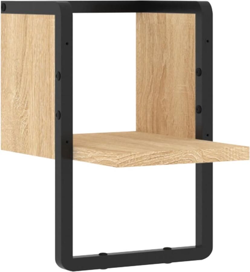VidaXL Wandschap met stang Sonoma eiken 20x25x30 cm Zwevend Wandschap Houten Wanddecoratie Wandplankje Wandkast Opslagmogelijkheden