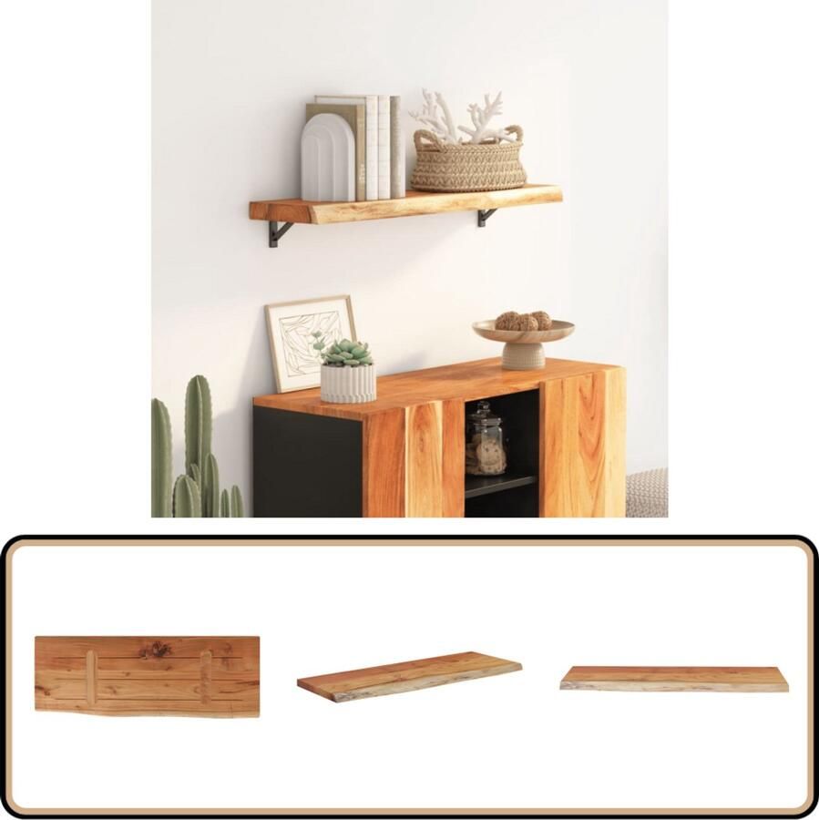 VidaXL Wandschap Natuurlijke Rand 70x30x3 8 cm Houten Wandplank Wanddecoratie Opbergsysteem Vintage Kast Rustic Design