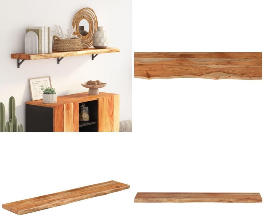 VidaXL Wandschap rechthoekig natuurlijke rand 110x20x3 8 cm acaciahout Wandschap Wandschappen Wandplank Muurplank