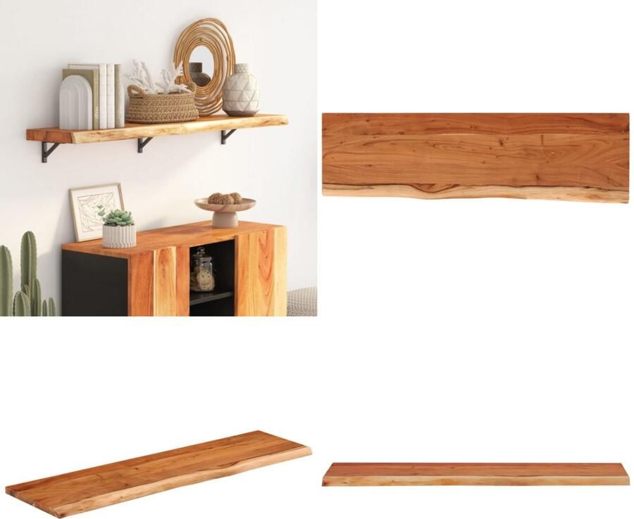 VidaXL Wandschap rechthoekig natuurlijke rand 110x30x3 8 cm acaciahout Wandschap Wandschappen Wandplank Muurplank