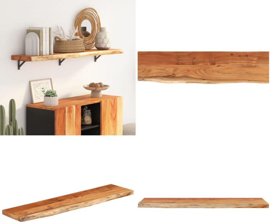 VidaXL Wandschap rechthoekig natuurlijke rand 120x30x2 5 cm acaciahout Wandschap Wandschappen Wandplank Muurplank