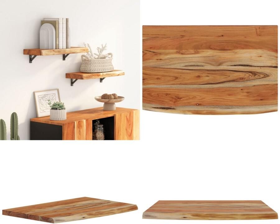 VidaXL Wandschap rechthoekig natuurlijke rand 50x30x3 8 cm acaciahout Wandschap Wandschappen Wandplank Muurplank