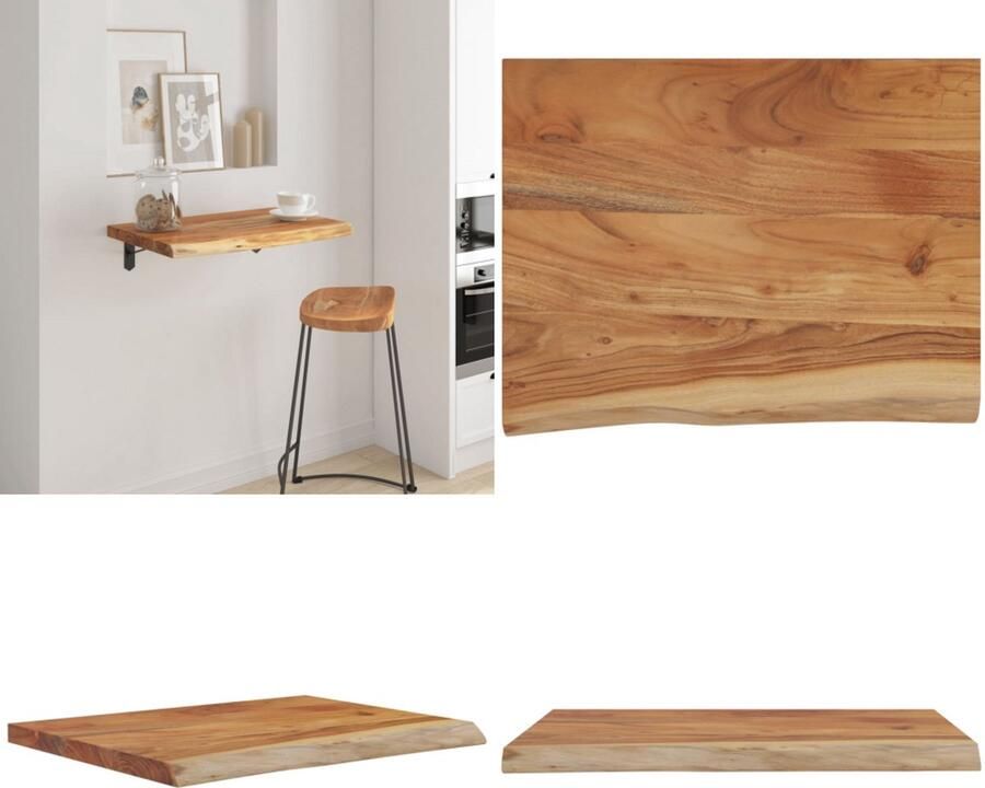 VidaXL Wandschap rechthoekig natuurlijke rand 50x40x2 5 cm acaciahout Wandschap Wandschappen Wandplank Muurplank