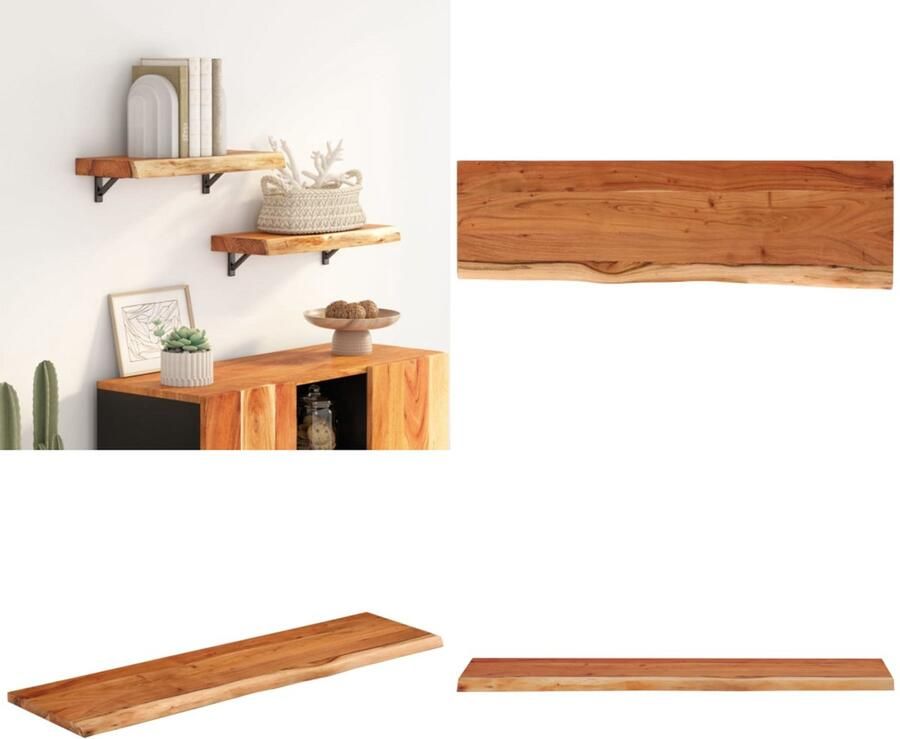 VidaXL Wandschap rechthoekig natuurlijke rand 60x20x3 8 cm acaciahout Wandschap Wandschappen Wandplank Muurplank